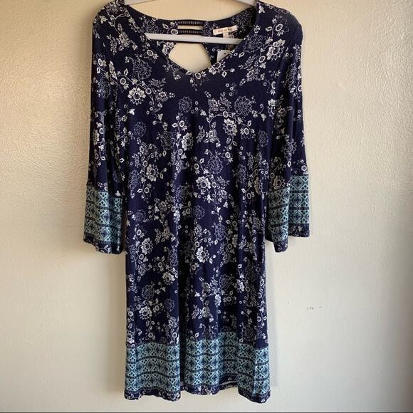 Stitch Fix Skies are Blue NWT Floral Print Wren Knit Dress, Navy Combo Size S - Picture 3 of 9